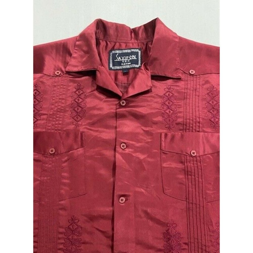 EUC Men's Saxifon Short Sleeve Guayabera Shirt Siz